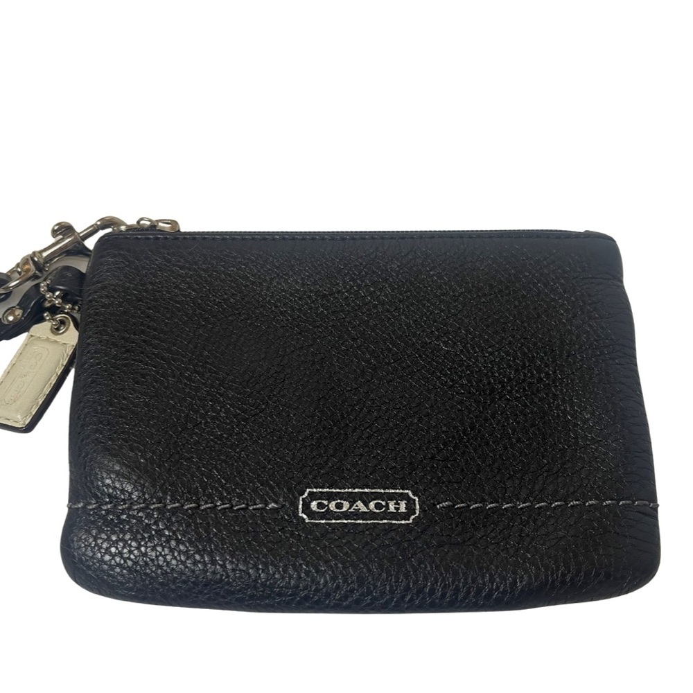 Coach Black Leather Wristlet with White Coach Tag